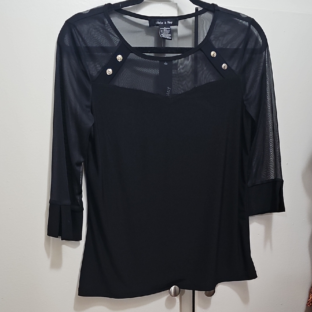 Adele & May Black Sheer Sleeve Top